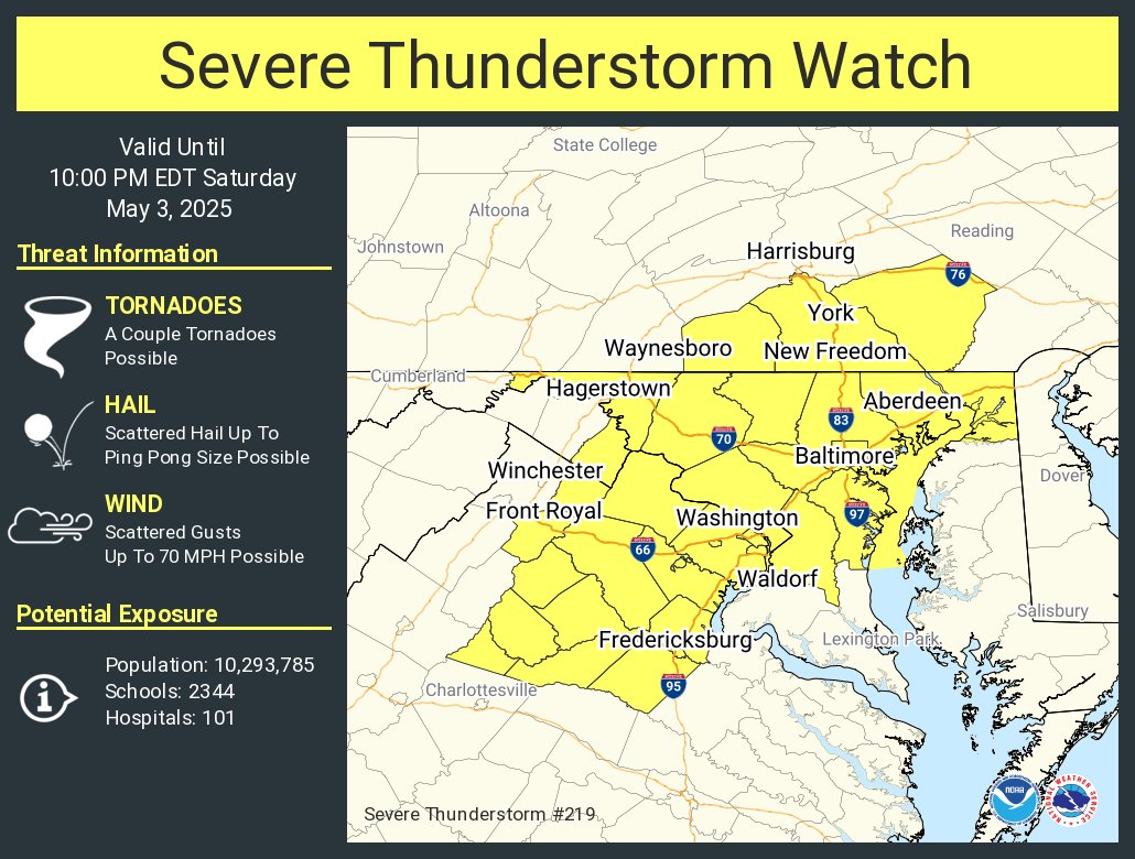 Arlington & DC: Severe Thunderstorm Watch Issued