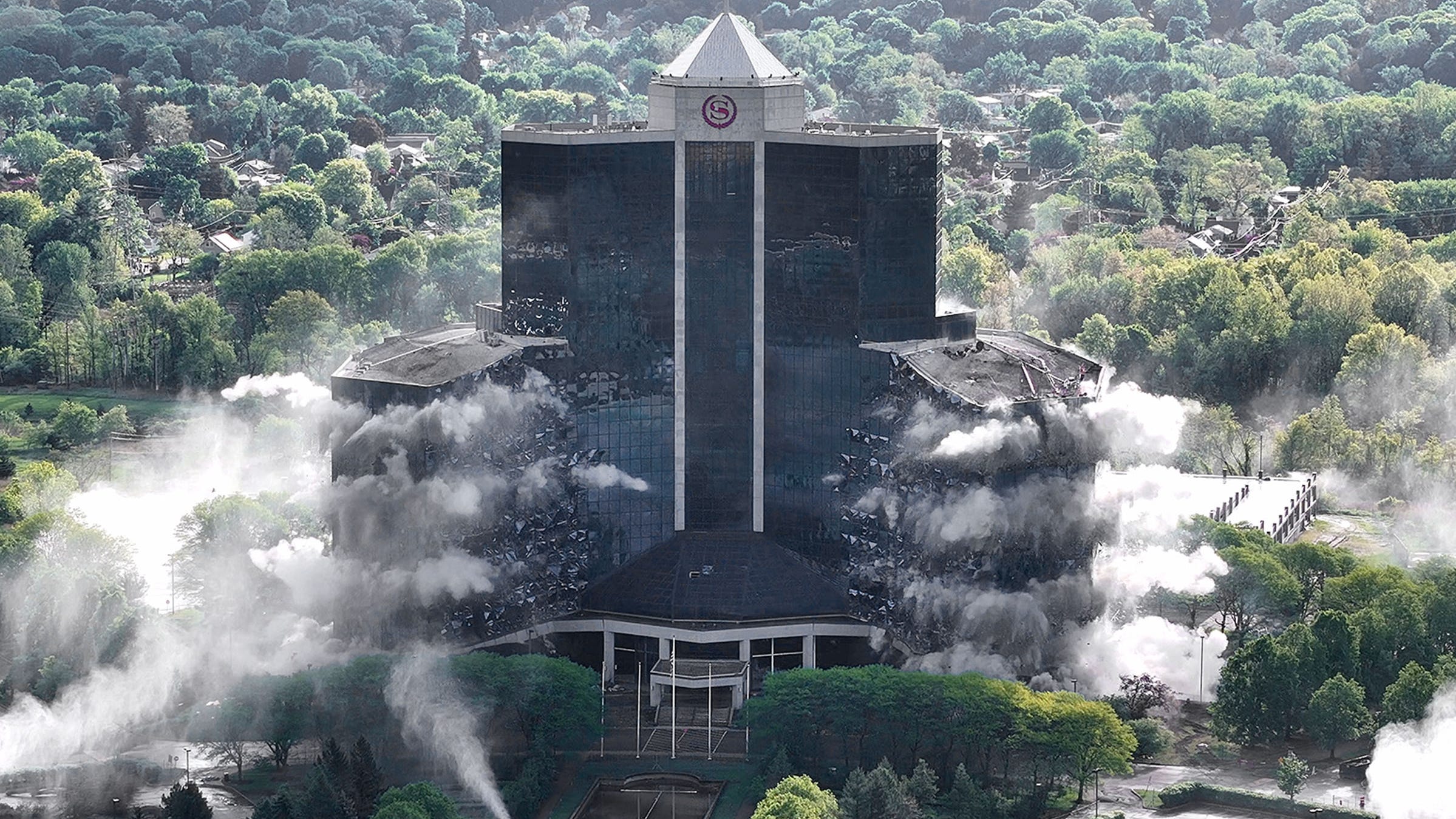Sheraton Crossroads Implosion: Drone Footage